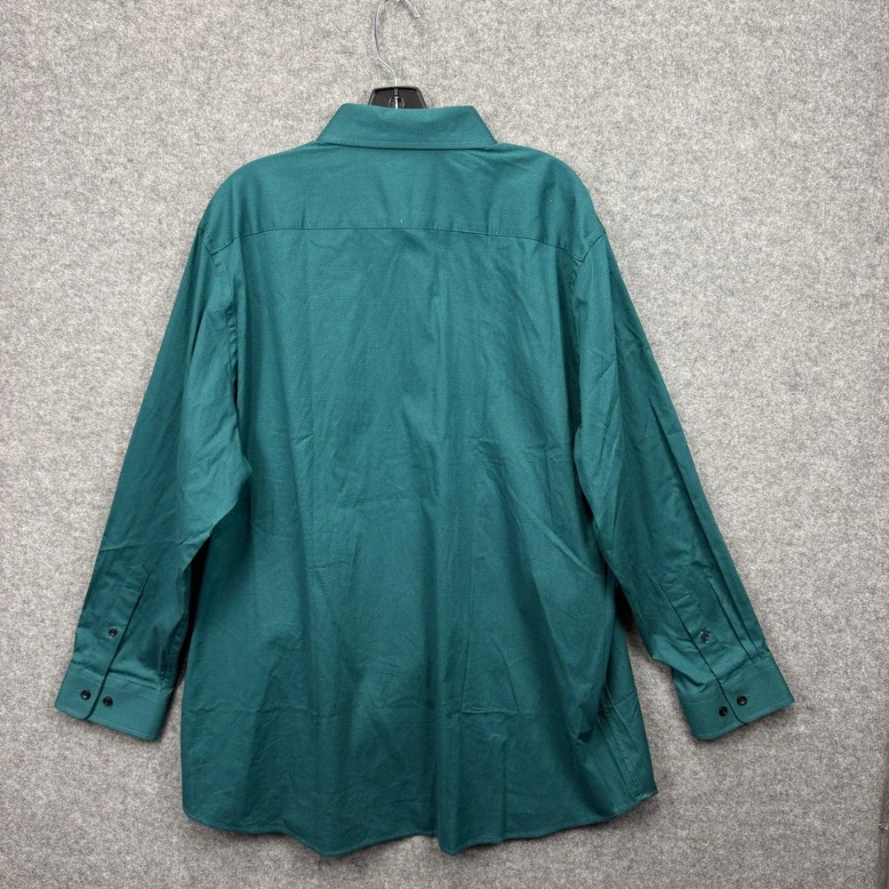 Haggar Premium Comfort Dress Shirt XXL 18-18.5 34/35 Slim Fit Dark Green Stretch